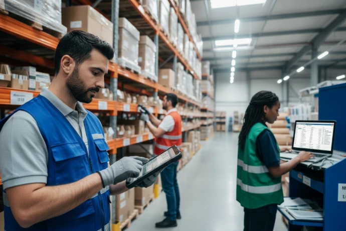 AI Generated Digitalización en Almacén Realista